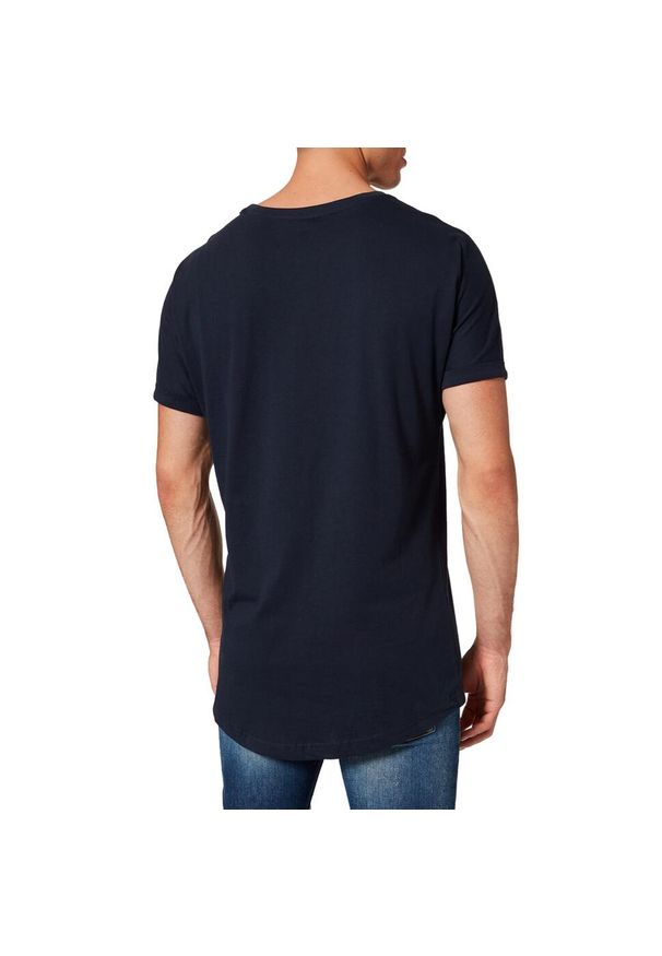 Urban Classics - T-shirt Męski Charakterystyczny Kształt Długa Z Podwiniętym Rękawem. Kolor: niebieski. Długość: długie. Sport: turystyka piesza