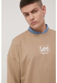 Lee bluza bawełniana męska kolor brązowy z nadrukiem. Kolor: brązowy. Materiał: bawełna. Wzór: nadruk #3