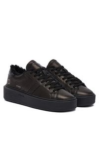 D.A.T.E. Sneakersy Hill Low Fur Platform W431-HPF-MN Czarny. Kolor: czarny. Materiał: skóra. Obcas: na platformie #4