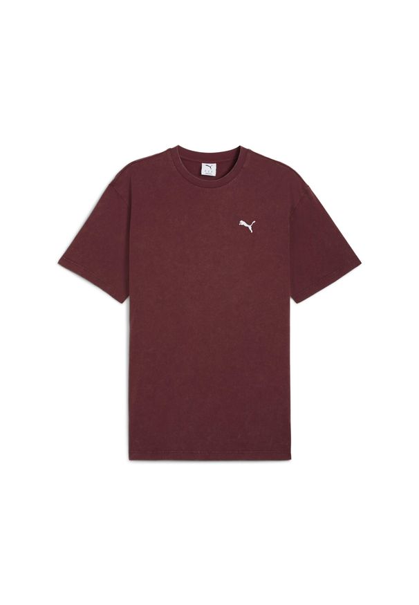 Puma - Męska koszulka Essentials Elevated o luźnym kroju z efektem sprania PUMA. Kolor: czerwony. Sport: fitness