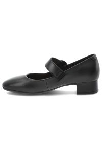 Czółenka damskie Rieker, stabilny niski obcas klasyczny fason pasek z zapięciem miękka cholewka wygodne dopasowanie elegancki charakter, czarne, 4345. Zapięcie: pasek. Kolor: czarny. Szerokość cholewki: normalna. Wzór: gładki. Obcas: na obcasie. Styl: elegancki, klasyczny. Wysokość obcasa: niski #2