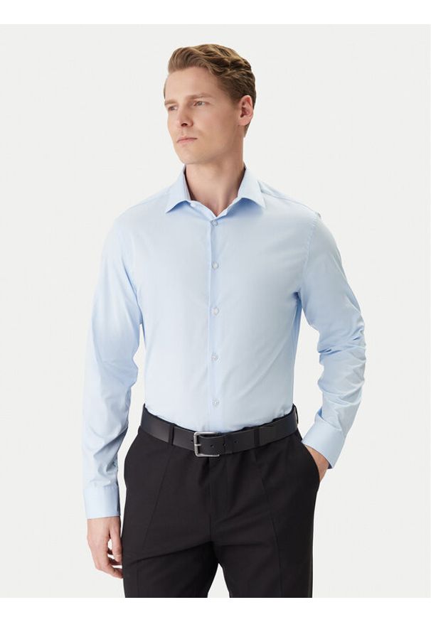 Calvin Klein Koszula LV019EU001 Błękitny Slim Fit. Kolor: niebieski. Materiał: bawełna