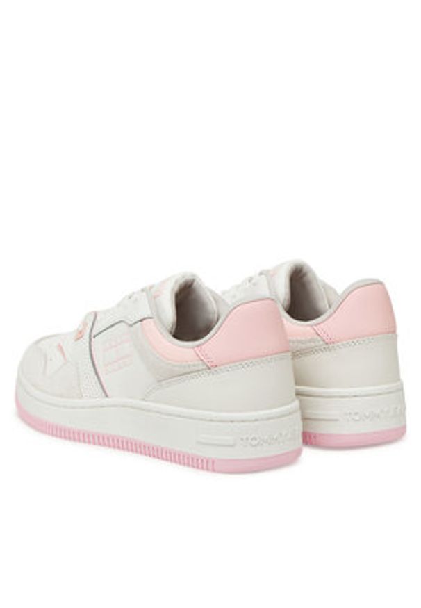 Tommy Jeans Sneakersy Tjw Retro Basket Washed Suede EN0EN02773 Biały. Kolor: biały. Materiał: skóra