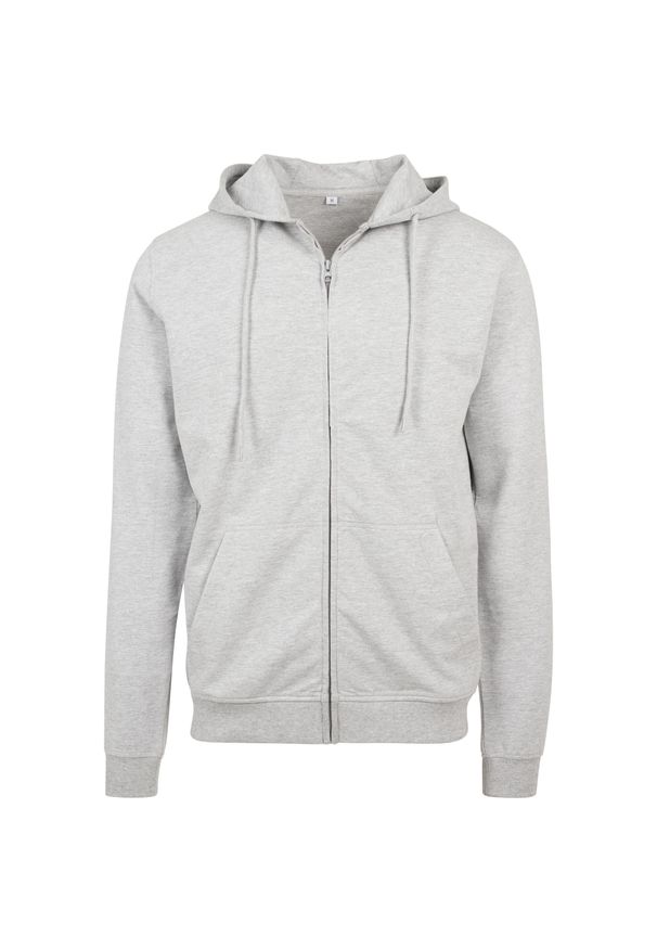 BUILD YOUR BRAND - Bluza Męska Heather French Terry Z Pełnym Zamkiem Błyskawicznym. Kolor: szary