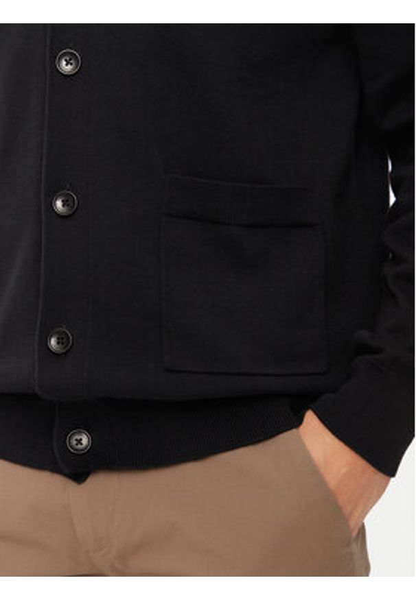 GANT - Gant Kardigan 8030556 Czarny Regular Fit. Kolor: czarny. Materiał: bawełna