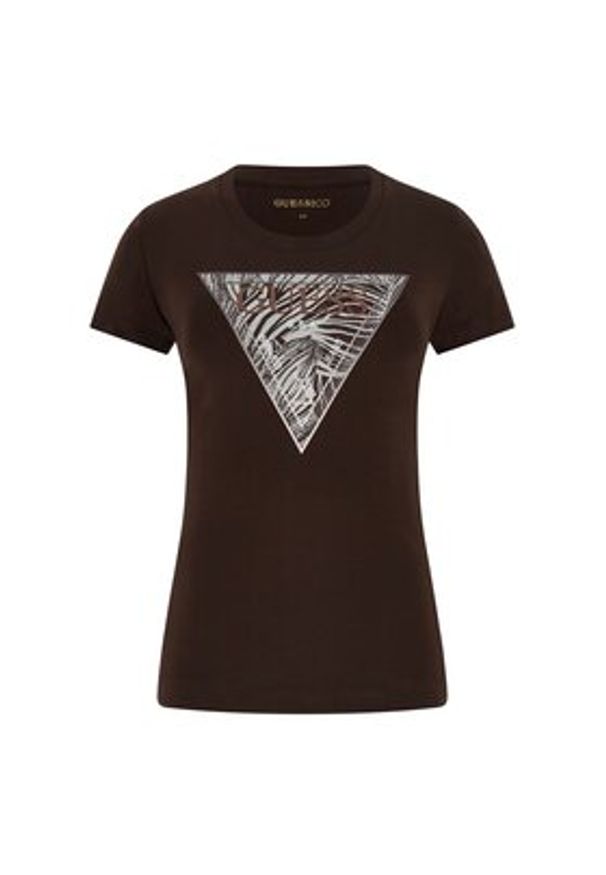 Guess T-Shirt W6GI19 K3042 Brązowy Regular Fit. Kolor: brązowy. Materiał: bawełna