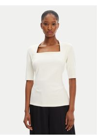 BOSS Bluzka Egamma 50541894 Écru Slim Fit. Materiał: syntetyk #1