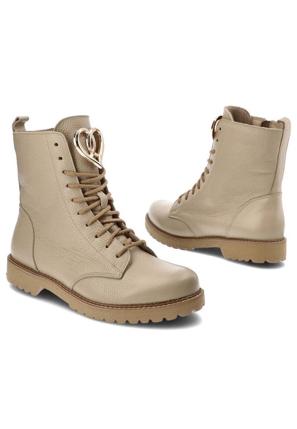 Beżowe Botki Armodo Modne Buty Damskie. Okazja: na co dzień. Kolor: beżowy. Materiał: skóra, materiał. Wzór: kolorowy. Styl: casual