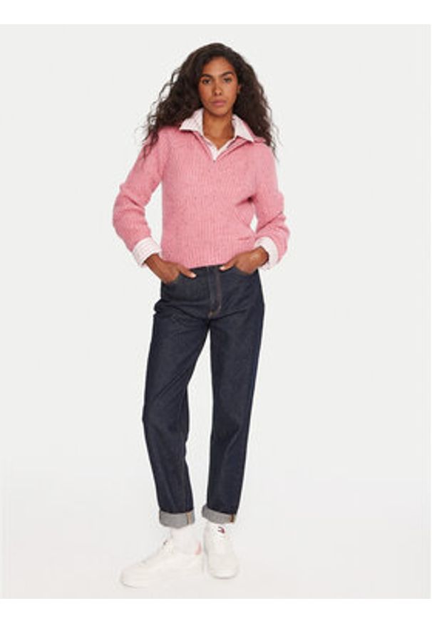 Tommy Jeans Sweter DW0DW21686 Różowy Relaxed Fit. Kolor: różowy. Materiał: syntetyk