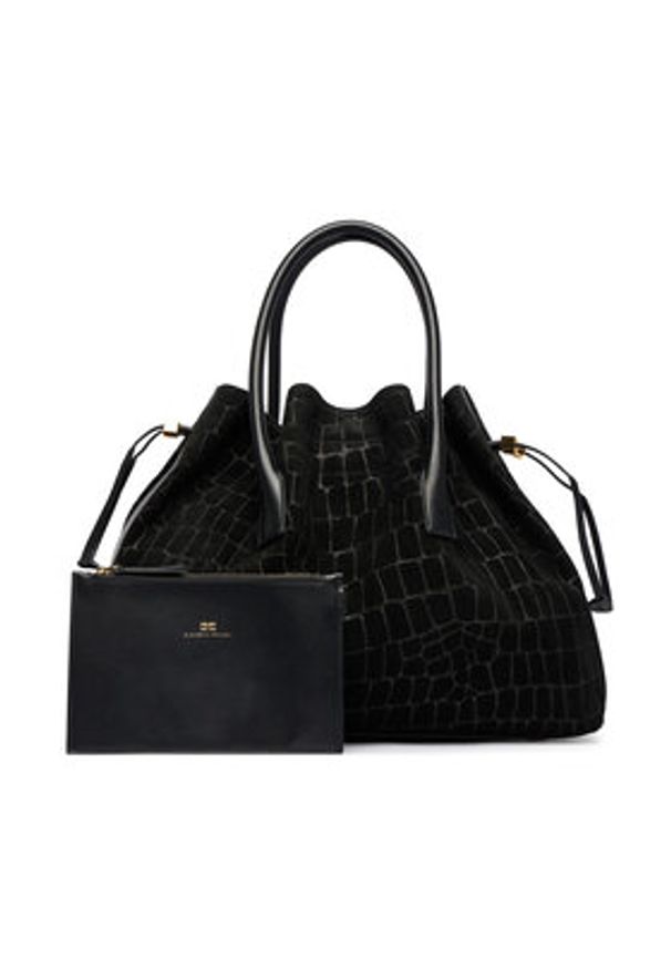 Elisabetta Franchi Torebka BS-19H-61E2-V890 Czarny. Kolor: czarny. Materiał: zamszowe, skórzane