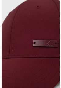 Adidas - adidas Czapka HD7238 kolor bordowy gładka. Kolor: czerwony. Materiał: poliester. Wzór: gładki