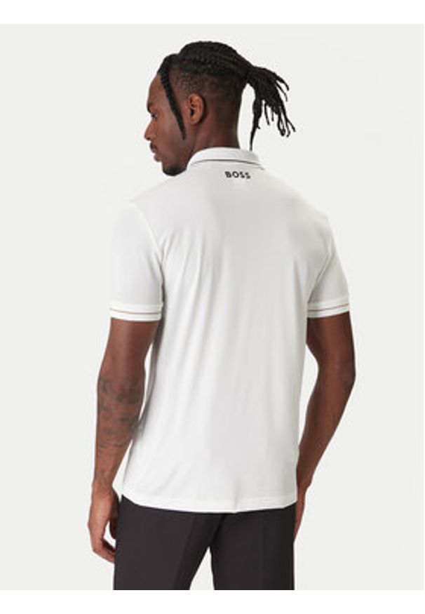 BOSS Polo Paul Pro 50506203 Biały Slim Fit. Typ kołnierza: polo. Kolor: biały. Materiał: syntetyk
