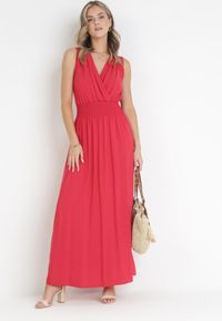Born2be - Bordowa Sukienka Clymiolea. Kolor: czerwony. Materiał: tkanina, wiskoza. Długość rękawa: na ramiączkach. Wzór: jednolity. Typ sukienki: kopertowe. Styl: elegancki. Długość: maxi #3