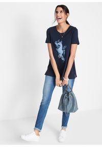bonprix - T-shirt bawełniany z nadrukiem z motywem konika morskiego. Kolor: niebieski. Materiał: bawełna. Wzór: nadruk #3