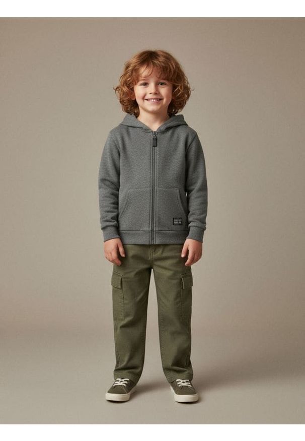 Sinsay - Bluza rozpinana z kapturem - szary. Typ kołnierza: kaptur. Kolor: szary