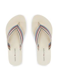 TOMMY HILFIGER - Tommy Hilfiger Japonki Wedge Stripes Beach Sandal FW0FW07858 Beżowy. Kolor: beżowy. Materiał: materiał