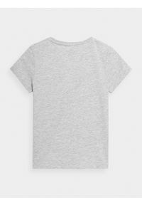 4f - T-shirt gładki dziewczęcy. Kolor: szary. Materiał: dzianina, bawełna. Wzór: gładki #2