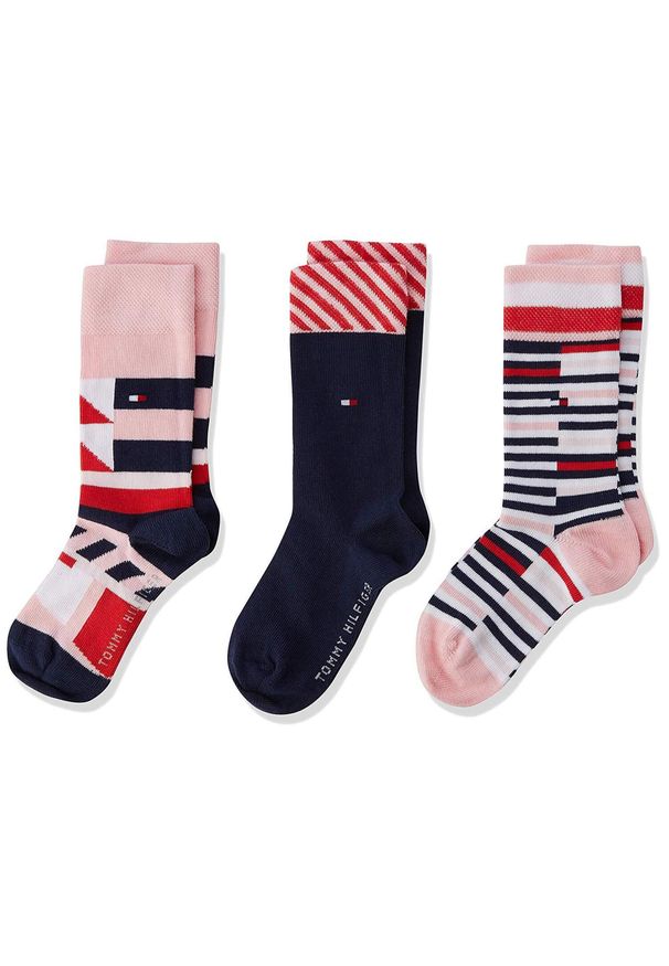 ZEAGLE - Eleganckie skarpetki Tommy Hilfiger dla dzieci w pudełku prezentowym 31-34. Kolor: fioletowy, wielokolorowy, różowy, szary, pomarańczowy. Materiał: elastan, poliamid, bawełna