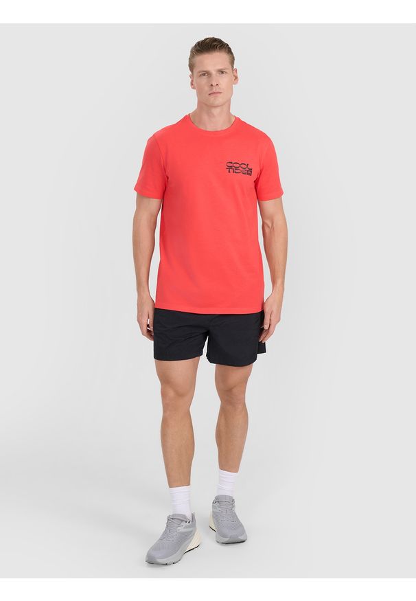 4f - 4F T-shirt regular z nadrukiem męski - czerwony XXL. Okazja: na co dzień. Kolor: czerwony. Materiał: bawełna, dzianina, jersey. Wzór: nadruk. Styl: klasyczny, casual, sportowy