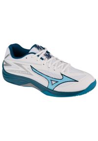 Buty halowe Mizuno Thunder Blade Z. Zapięcie: sznurówki. Kolor: biały, niebieski, wielokolorowy. Materiał: materiał, syntetyk, tkanina, guma. Szerokość cholewki: normalna. Sport: piłka ręczna, siatkówka #1