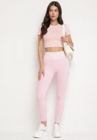 Born2be - Różowe Legginsy z Modelującymi Przeszyciami Selettia. Okazja: na co dzień, na spacer. Kolor: różowy. Styl: klasyczny, casual #2