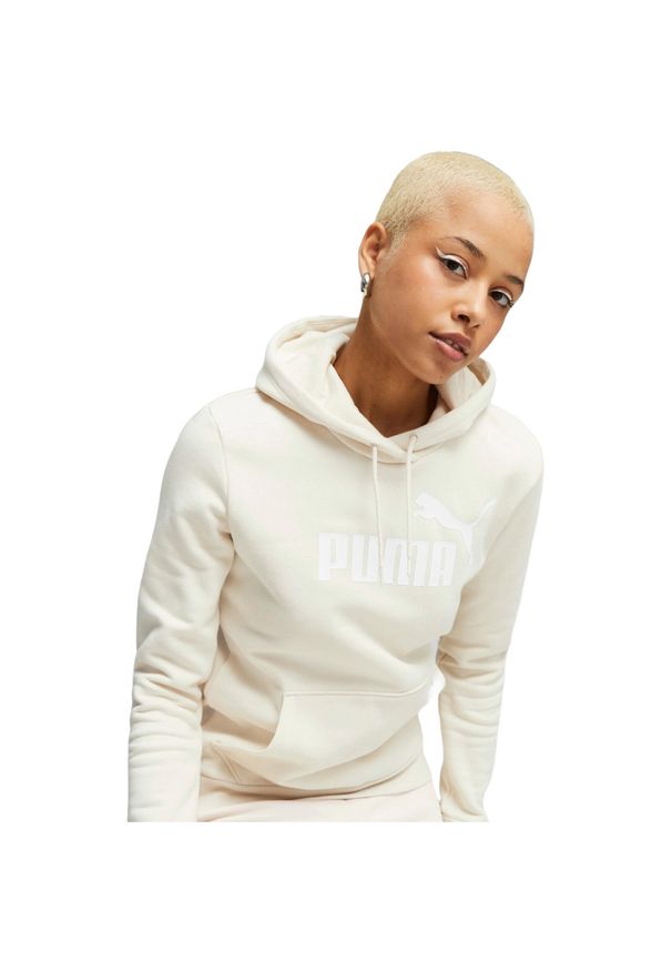 Bluza z kapturem Puma Ess Logo Hoodie Fl S, Kobiety. Typ kołnierza: kaptur. Kolor: biały. Materiał: bawełna, materiał