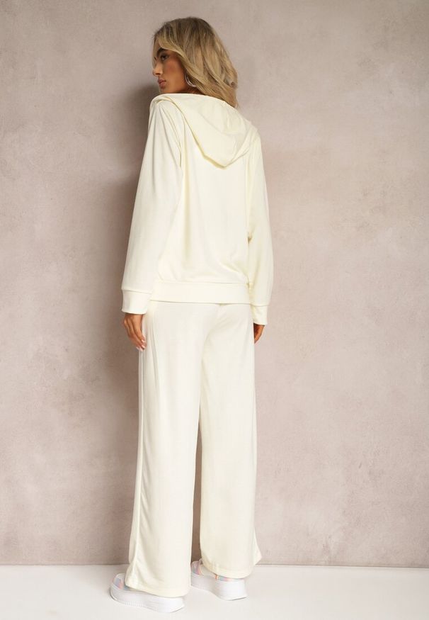 Renee - Jasnożółty Luźny Komplet Dresowy Szerokie Spodnie i Bluza z Kapturem Gossame. Kolor: żółty. Materiał: dresówka