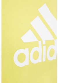 adidas Performance bluza bawełniana damska kolor żółty z kapturem z nadrukiem. Typ kołnierza: kaptur. Kolor: żółty. Materiał: bawełna. Wzór: nadruk #3
