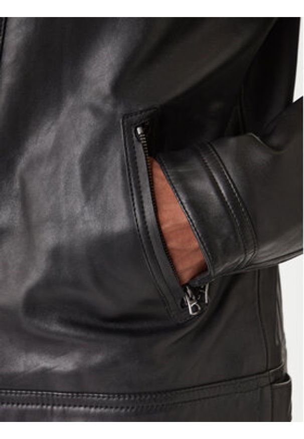 TOMMY HILFIGER - Tommy Hilfiger Kurtka skórzana Racer MW0MW41961 Czarny Regular Fit. Kolor: czarny. Materiał: skóra