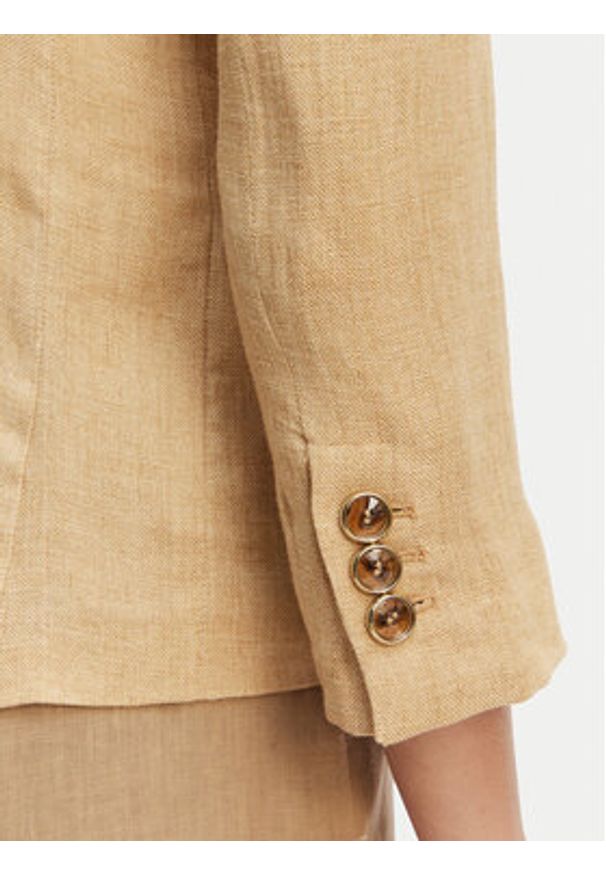 Marella Marynarka Cardato 2613041092 Beżowy Regular Fit. Kolor: beżowy. Materiał: len