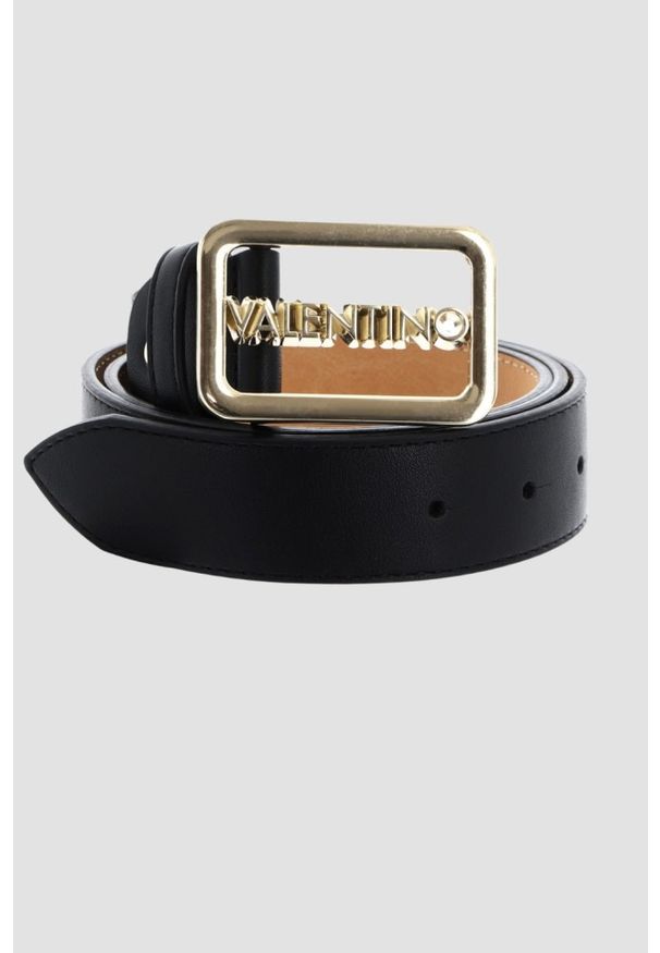 Valentino by Mario Valentino - VALENTINO Czarny pasek damski Around Plaque Buckle Belt, Rozmiar M. Kolor: czarny