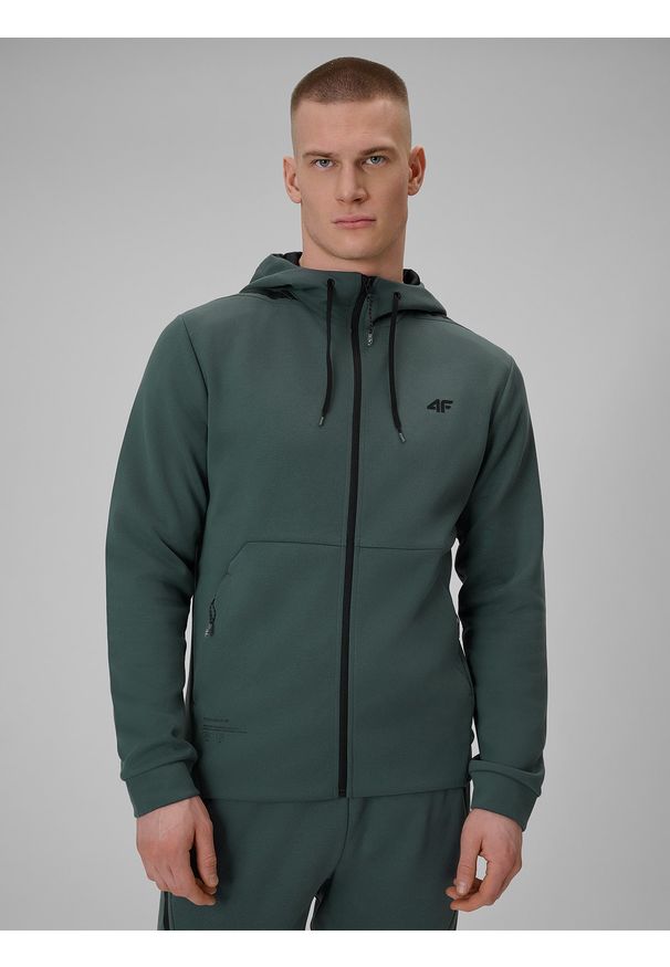 4f - 4F Bluza treningowa regular z kapturem męska - szara XXL. Typ kołnierza: kaptur. Kolor: szary. Materiał: włókno. Styl: klasyczny