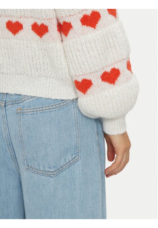 Pieces Sweter Nove 17152014 Écru Regular Fit. Materiał: syntetyk