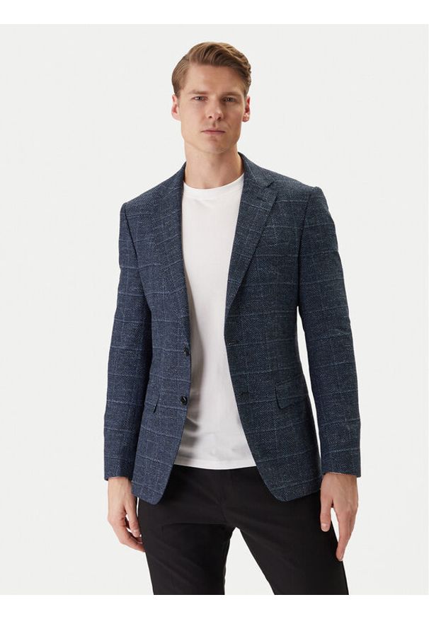 BOSS Kurtka przejściowa H-Hutson 50557205 Granatowy Regular Fit. Kolor: niebieski. Materiał: bawełna