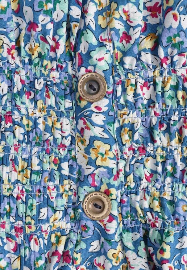 Renee - Niebieska Taliowana Sukienka Bawełniana o Rozkloszowanym Kroju z Gumką w Pasie Nelyssa. Okazja: na co dzień, na randkę. Typ kołnierza: dekolt hiszpanka. Kolor: niebieski. Materiał: bawełna. Długość rękawa: na ramiączkach. Sezon: lato. Styl: boho, casual