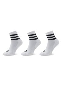 Adidas - adidas Zestaw 3 par wysokich skarpet unisex 3S C Spw Mid 3P HT3456 Biały. Kolor: biały. Materiał: bawełna