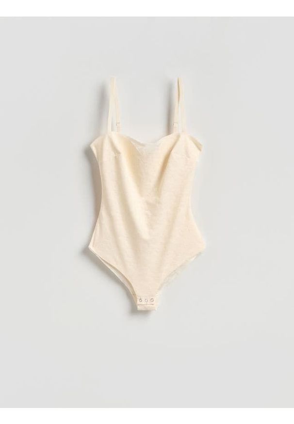 Reserved - Koronkowe body na ramiączkach - złamana biel. Materiał: koronka. Długość rękawa: na ramiączkach