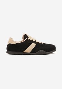 Born2be - Czarno-Beżowe Sneakersy z Ozdobnym Paskiem Naliovela. Okazja: na co dzień. Zapięcie: pasek. Kolor: czarny. Materiał: jeans #3
