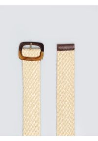 Big-Star - Pasek damski pleciony kremowy Piel 102. Kolor: kremowy. Materiał: tkanina #2
