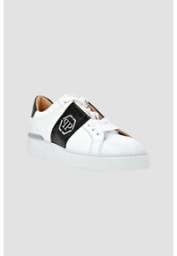 Philipp Plein - PHILIPP PLEIN Białe sneakersy Leather Lo-top. Kolor: biały