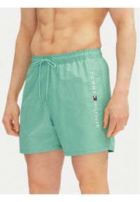 TOMMY HILFIGER - Tommy Hilfiger Szorty kąpielowe UM0UM03258 Zielony Regular Fit. Kolor: zielony. Materiał: syntetyk