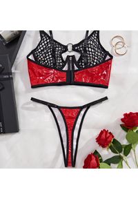 Intica - Komplet bielizny z ażurowym topem i siateczkowymi detalami na romantyczne wieczory Mikaela. Kolor: wielokolorowy. Materiał: materiał, skóra. Wzór: ażurowy #9