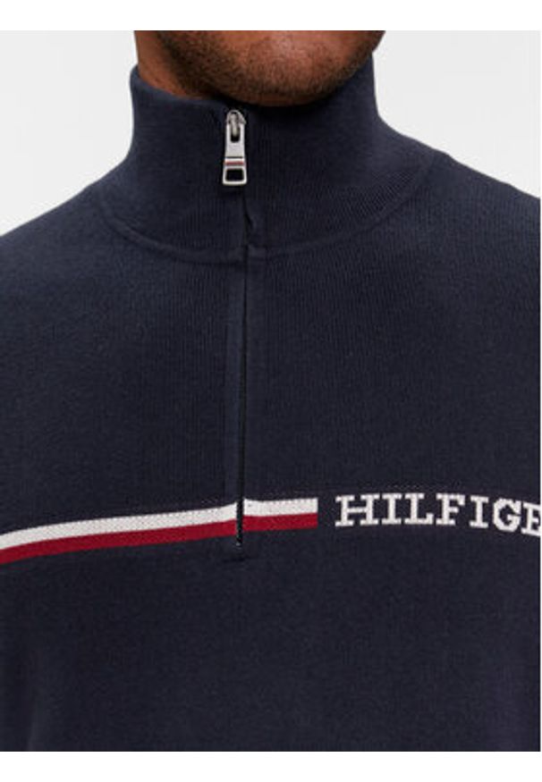 TOMMY HILFIGER - Tommy Hilfiger Sweter Global Stripe MW0MW33508 Granatowy Regular Fit. Kolor: niebieski. Materiał: bawełna