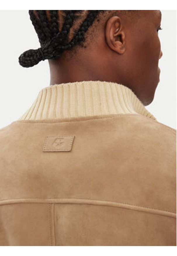 Milestone Kurtka skórzana MSDario 531621 60695 Beżowy Regular Fit. Kolor: beżowy. Materiał: skóra