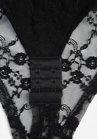 Renee - Czarne Body z Koronkowego Materiału z Głębokim Dekoltem Mehika. Kolor: czarny. Materiał: materiał, koronka #2