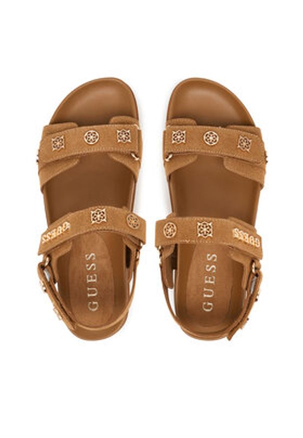 Guess Sandały FLPFLO ESU03 Brązowy. Kolor: brązowy. Materiał: materiał