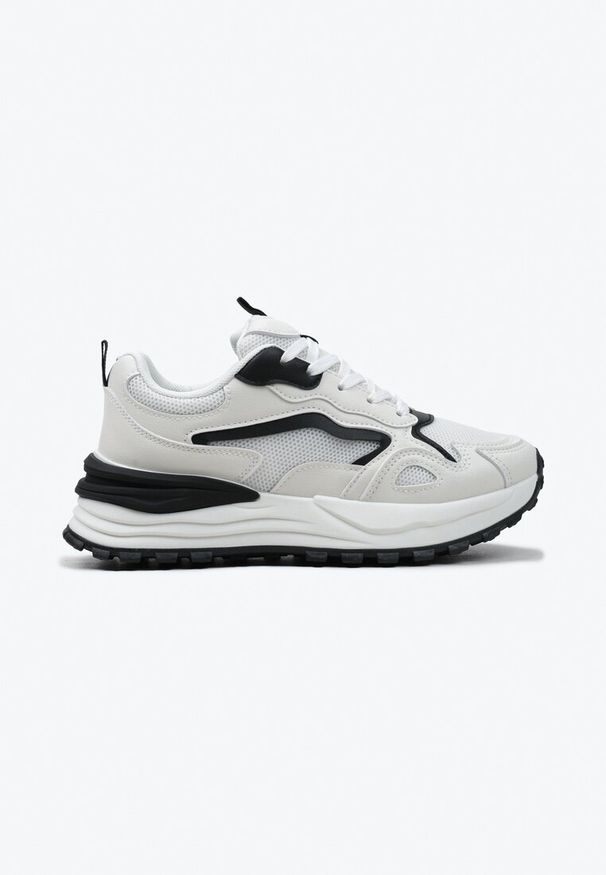 Born2be - Beżowo-Czarne Sneakersy na Grubej Podeszwie z Siateczką Otrix. Nosek buta: okrągły. Zapięcie: sznurówki. Kolor: beżowy. Materiał: materiał. Sezon: lato. Obcas: na obcasie. Wysokość obcasa: niski