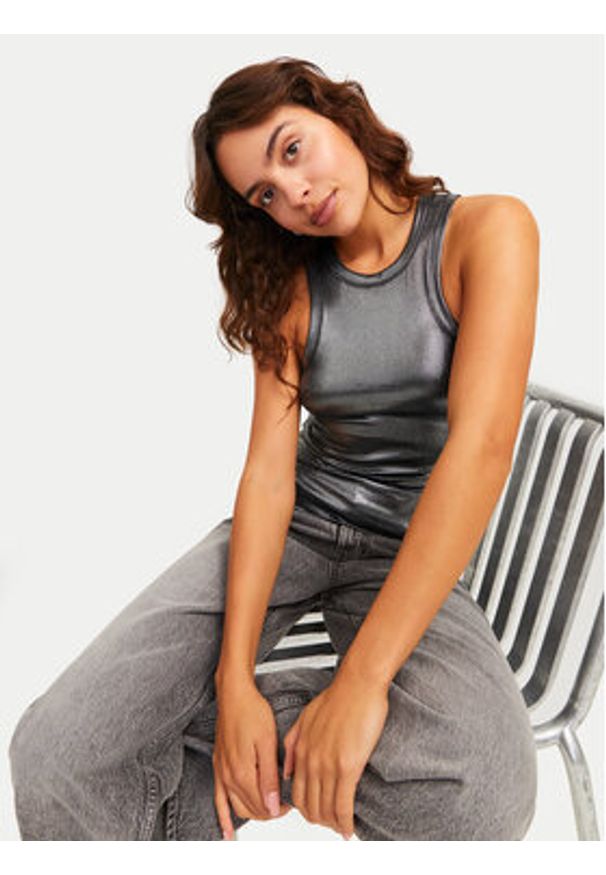 JJXX Top Forest 12266215 Srebrny Slim Fit. Kolor: srebrny. Materiał: syntetyk