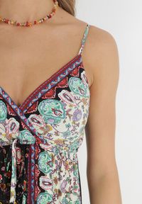 Born2be - Czarna Sukienka Olynome. Kolor: czarny. Materiał: wiskoza. Długość rękawa: na ramiączkach. Sezon: lato. Typ sukienki: kopertowe. Styl: boho. Długość: maxi #2