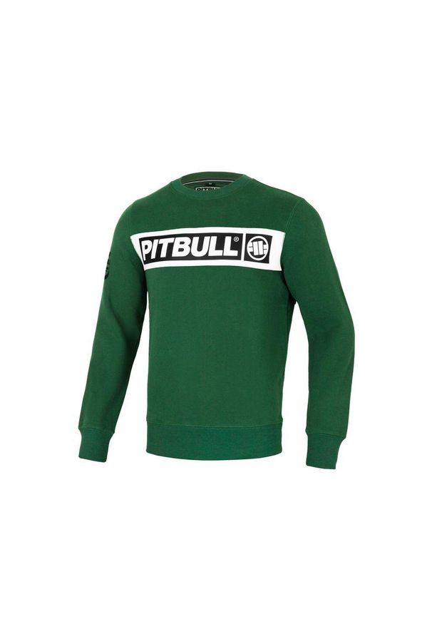 PITBULL - Bluza męska Pitbull z kapturem Small Logo. Typ kołnierza: kaptur. Kolor: zielony. Sport: fitness